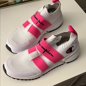 Champion White and Pink Sneakers with Breathable Mesh Size 8